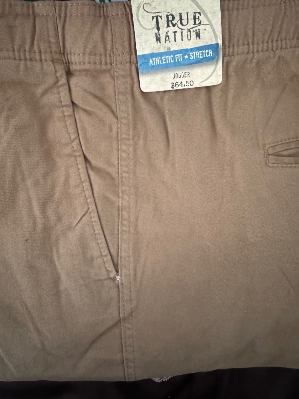 True Nation Mens Big Tall Jogger 48x29 Tan Athletic Fit Stretch Pants NWT